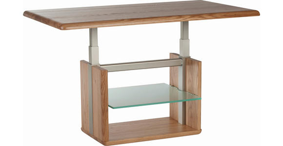 COUCHTISCH in Holz, Glas 110/65/50-69 cm  - Buchefarben, KONVENTIONELL, Glas/Holz (110/65/50-69cm) - Linea Natura