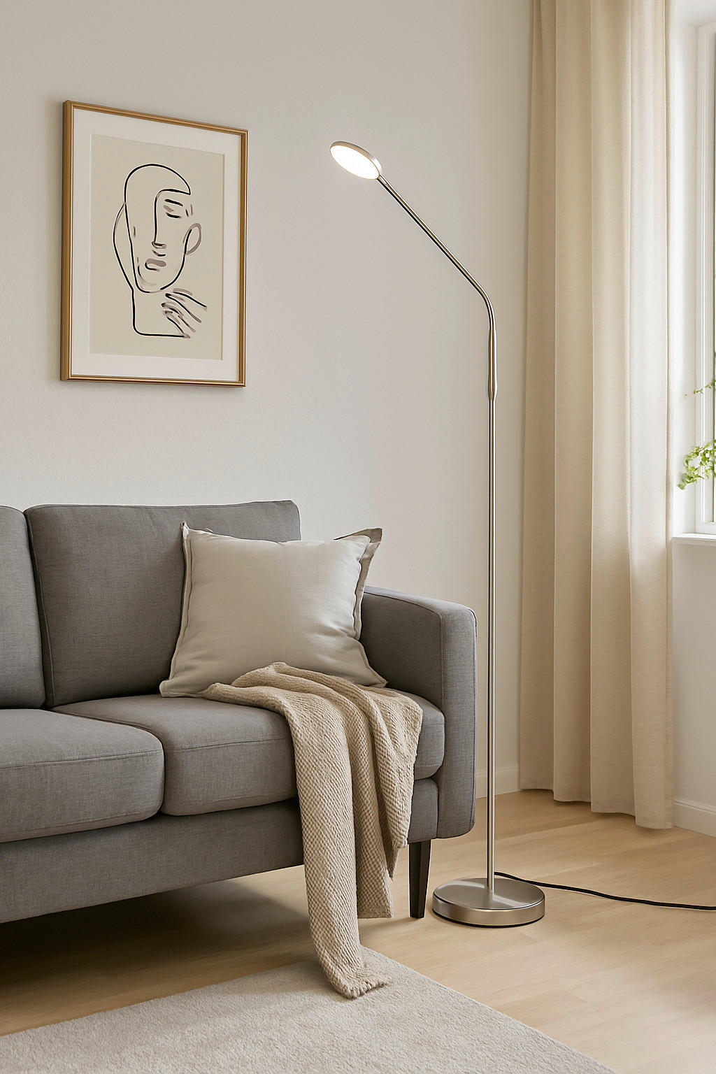 LED-STEHLEUCHTE Sorento  23 cm  - Schwarz/Nickelfarben, Design, Metall (23cm) - Fischer & Honsel