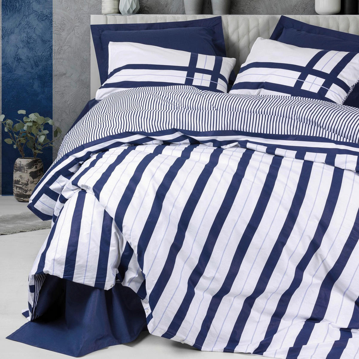 BETTWÄSCHE Renforcé 155/220 cm  - Dunkelblau, Basics, Textil (155/220cm)