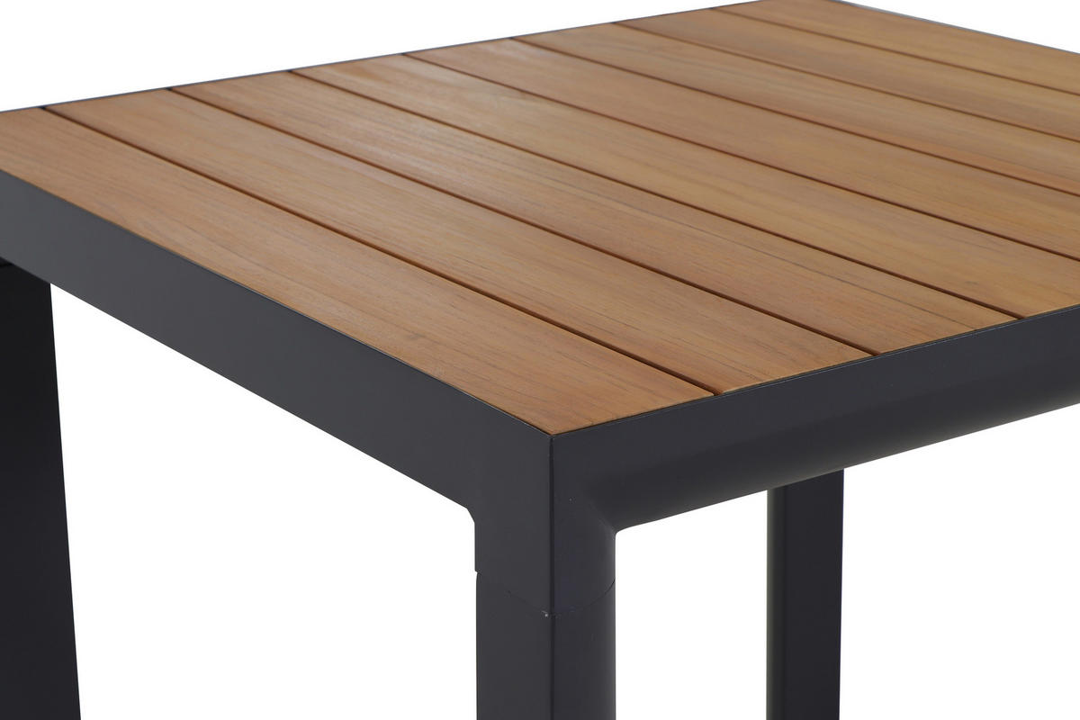 GARTENTISCH 80/80/74 cm Metall quadratisch  - Anthrazit/Teakfarben, Basics, Holz/Metall (80/80/74cm) - Siena Garden