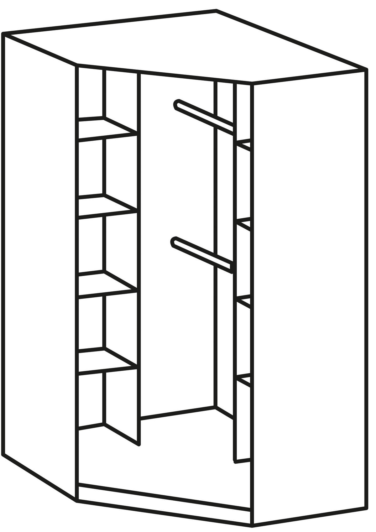 ECKSCHRANK 95/199/95 cm  - Eichefarben/Alufarben, Konventionell, Glas/Holzwerkstoff (95/199/95cm) - MID.YOU