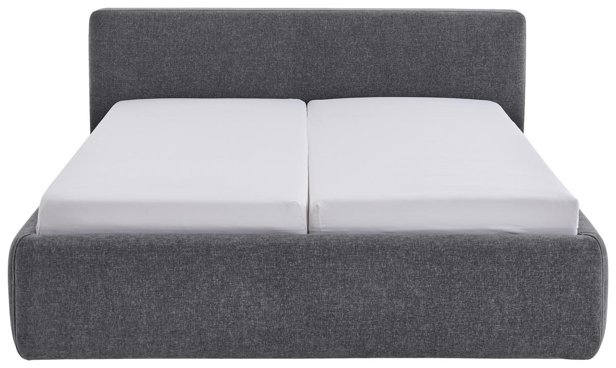POLSTERBETT 240/200 cm,  in Grau, Bettkasten, Lattenroste,  - Birkefarben/Buchefarben, Design, Holz/Textil (240/200cm) - Xora
