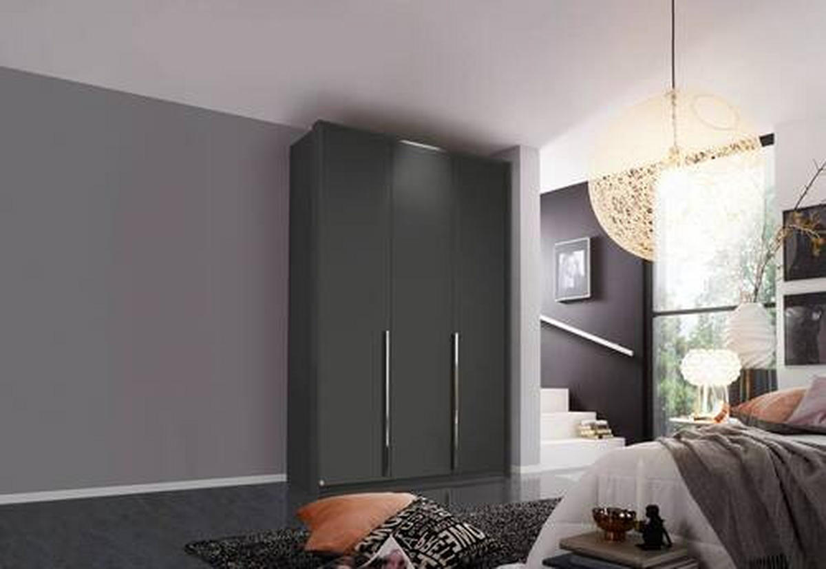 DREHTÜRENSCHRANK  in Graphitfarben  - Chromfarben/Graphitfarben, Design, Holzwerkstoff/Metall (151/223/60cm) - home24