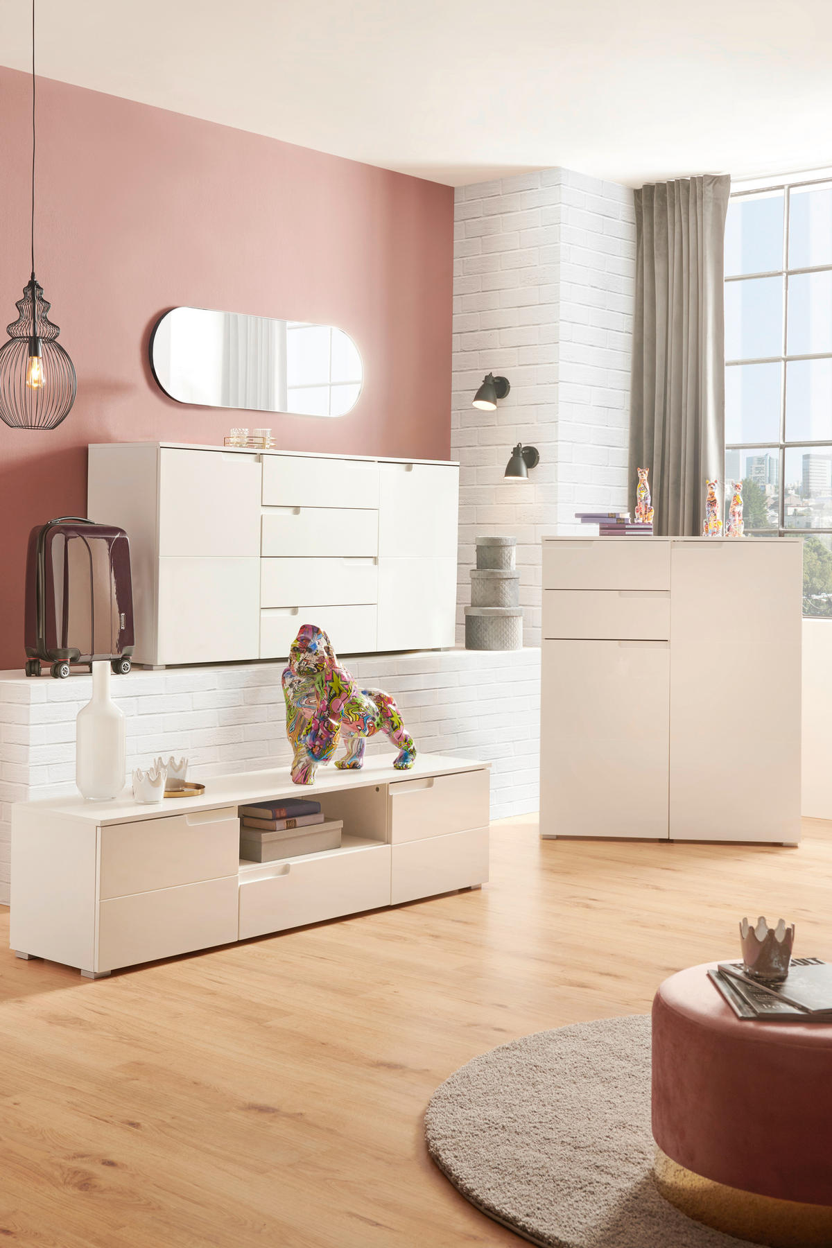 SIDEBOARD 165/80/40 cm  in Weiss Hochglanz, Weiss  - Weiss Hochglanz/Weiss, Design, Holzwerkstoff/Kunststoff (165/80/40cm) - Carryhome