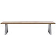 SITZBANK 180/45/40 cm Edelstahlfarben, Wildeiche Wildeiche  - Wildeiche/Edelstahlfarben, ROMANTIK / LANDHAUS, Holz/Metall (180/45/40cm) - Waldwelt
