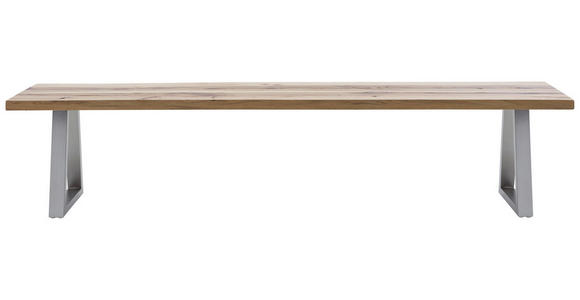 SITZBANK 180/45/40 cm Edelstahlfarben, Wildeiche Wildeiche  - Wildeiche/Edelstahlfarben, ROMANTIK / LANDHAUS, Holz/Metall (180/45/40cm) - Waldwelt