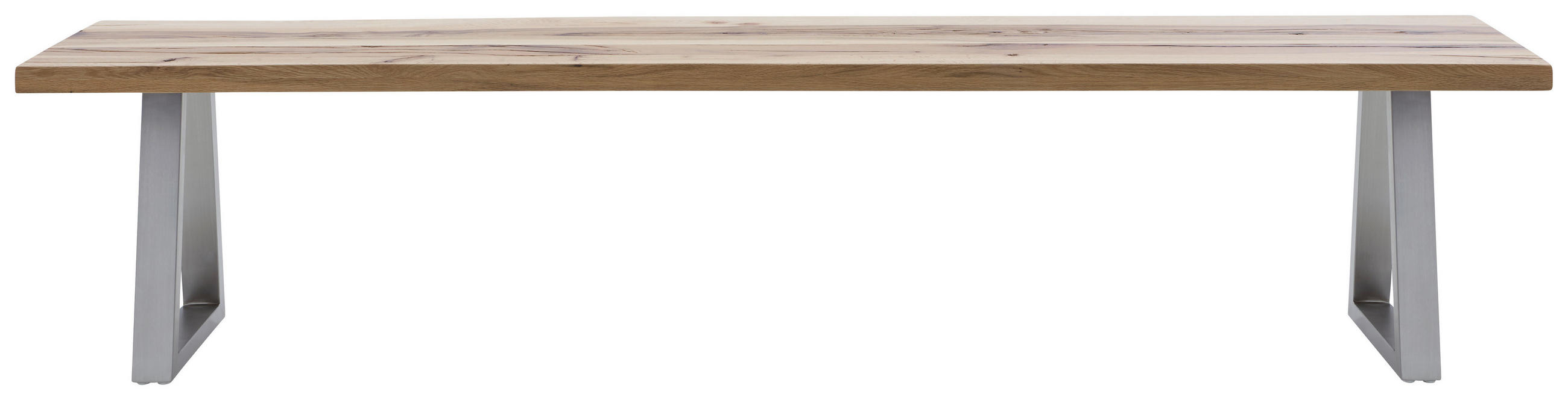 SITZBANK 220/45/40 cm Edelstahlfarben, Wildeiche Wildeiche  - Wildeiche/Edelstahlfarben, ROMANTIK / LANDHAUS, Holz/Metall (220/45/40cm) - Waldwelt