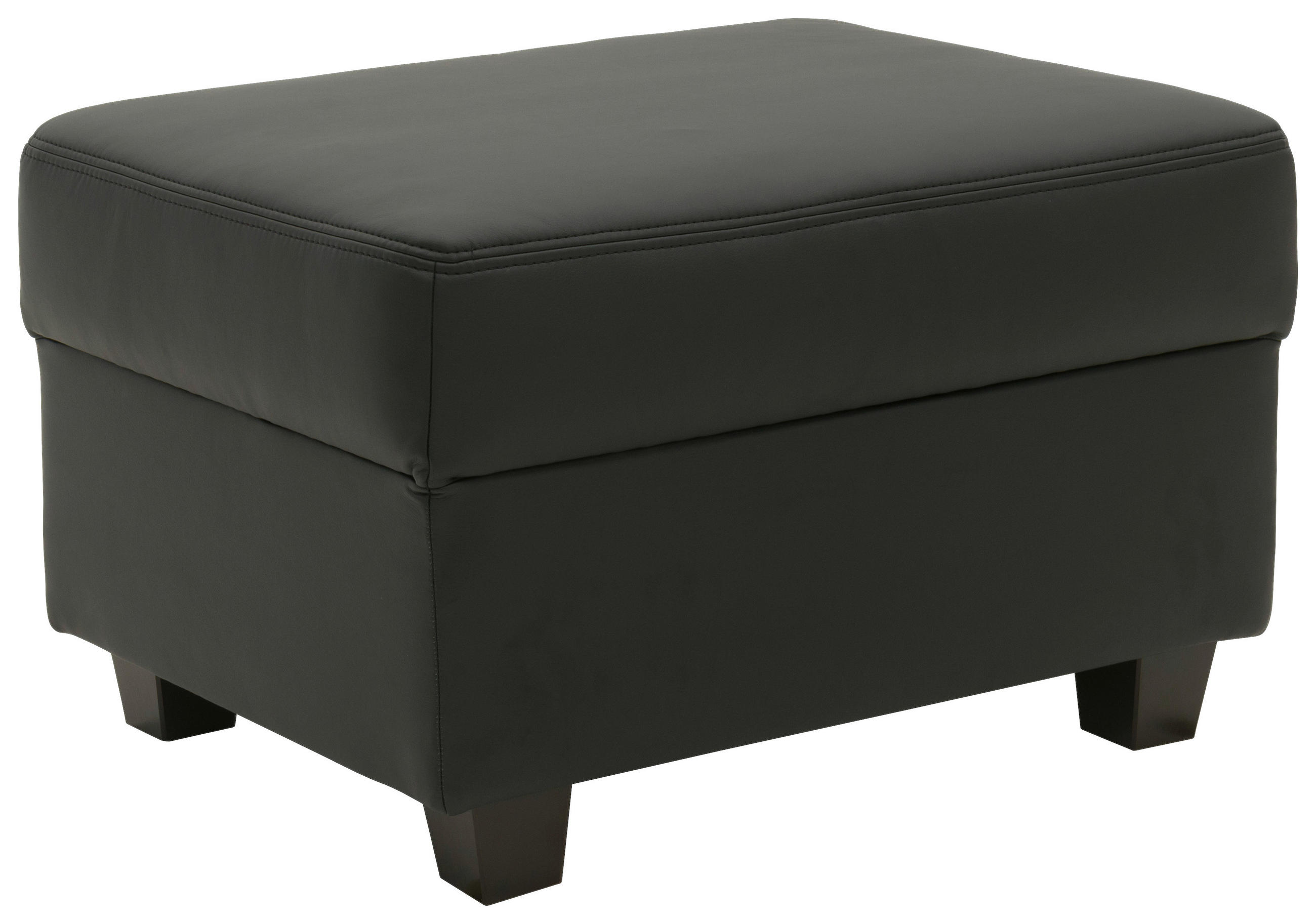 HOCKER Lederlook Schwarz - Wengefarben/Schwarz, Design, Holz/Textil (67/41/52cm) - MID.YOU