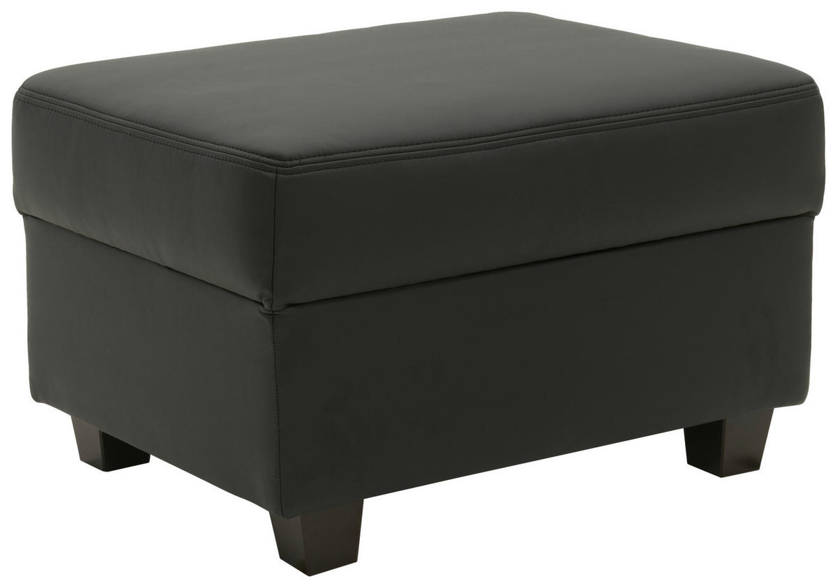 HOCKER Lederlook Schwarz  - Wengefarben/Schwarz, Design, Holz/Textil (67/41/52cm) - MID.YOU