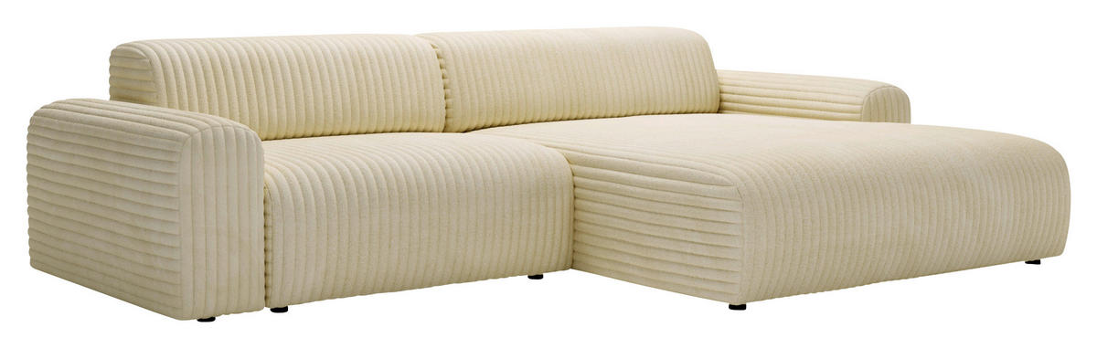ECKSOFA in Cord Beige  292/178 cm  - Beige/Schwarz, Design, Kunststoff/Textil (292/178cm) - home24