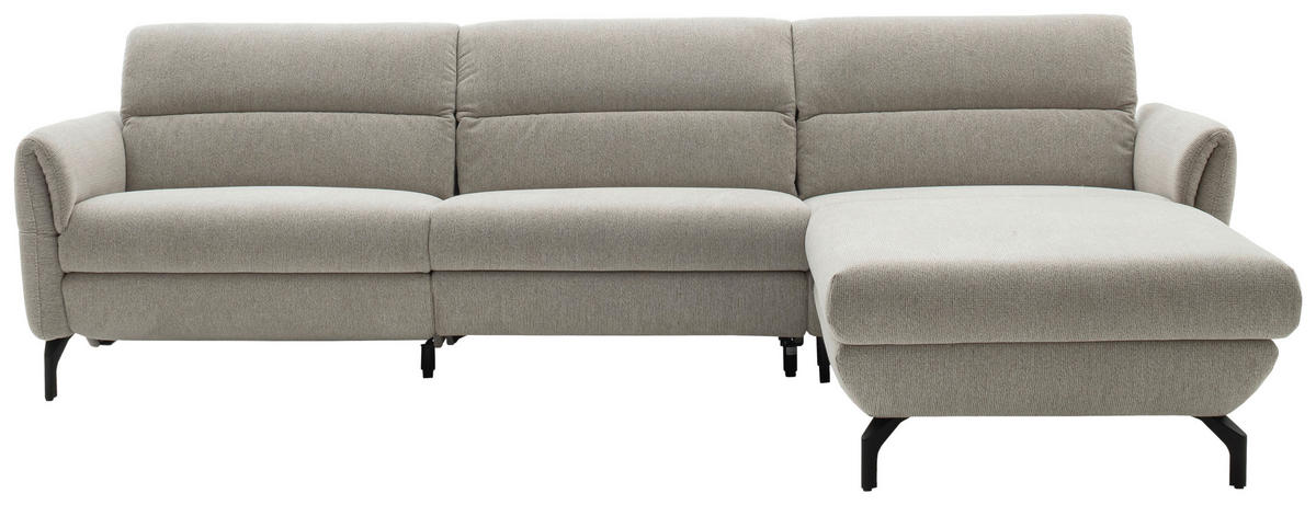 ECKSOFA Beige Chenille  - Beige/Schwarz, Design, Textil/Metall (299/187cm) - Schöner Wohnen