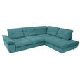 ECKSOFA Türkis, Petrol Chenille  - Türkis/Chromfarben, Design, Textil (313/242cm) - Xora