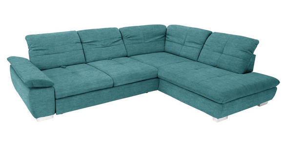 ECKSOFA Türkis, Petrol Chenille  - Türkis/Chromfarben, Design, Textil (313/242cm) - Xora