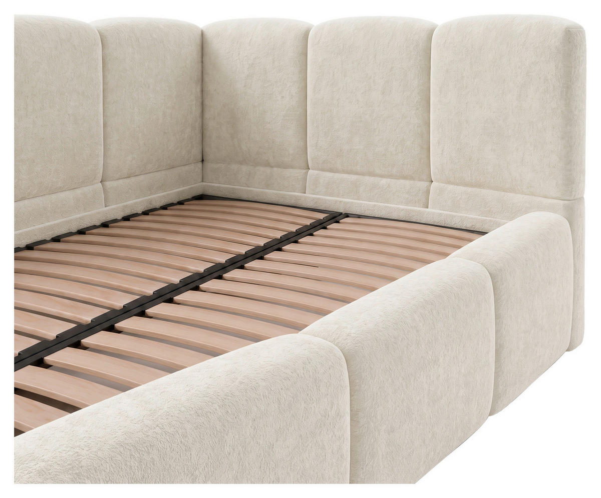 POLSTERBETT 140/200 cm,  in Beige, Lattenrost, Bettkasten,  - Beige/Schwarz, Design, Holz/Textil (140/200cm) - Chameo