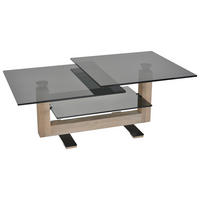 COUCHTISCH Holz, Metall, Glas 120/45/70 cm  - Eichefarben/Schwarz, Design, Glas/Holz (120/45/70cm) - Novel
