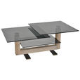 COUCHTISCH in Holz, Metall, Glas 120/45/70 cm  - Eichefarben/Schwarz, Design, Glas/Holz (120/45/70cm) - Novel
