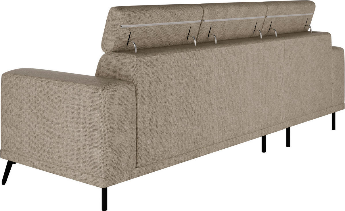 ECKSOFA in Chenille Beige  - Beige/Schwarz, Konventionell, Textil/Metall (178/264cm) - Hom`in