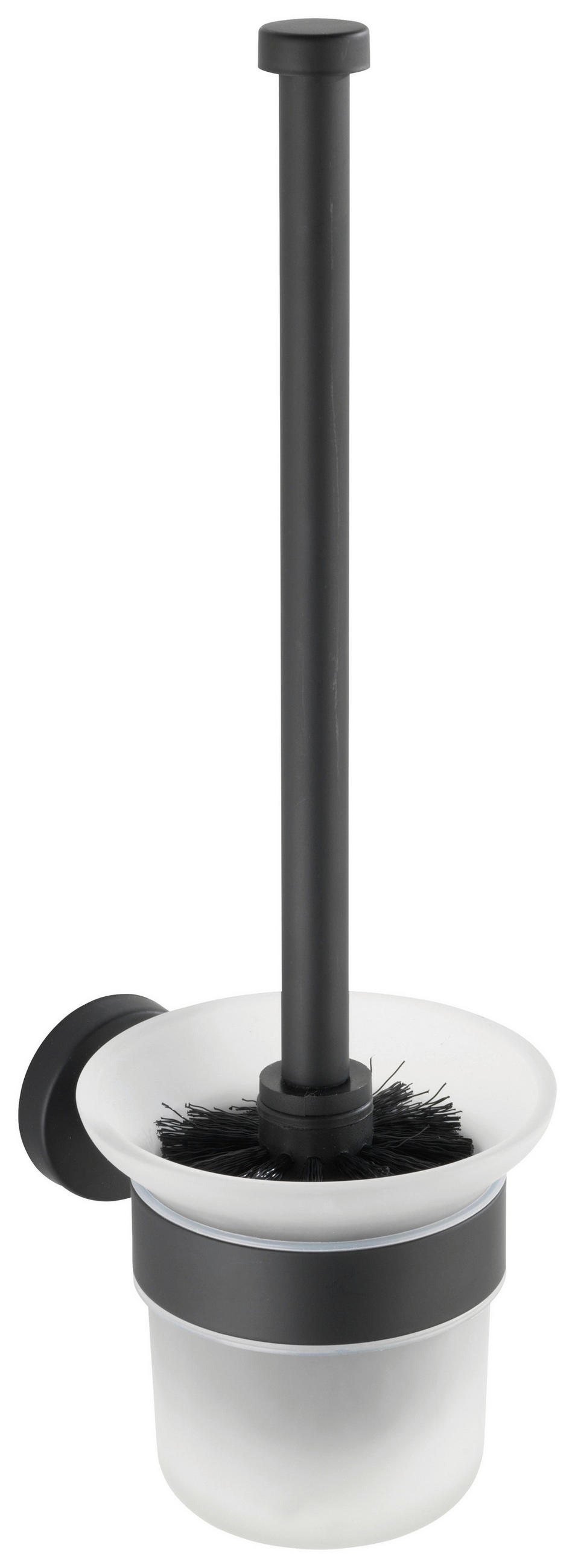 WC-BÜRSTENGARNITUR - Transparent/Schwarz, Basics, Glas/Metall (10/35/14cm) - Wenko