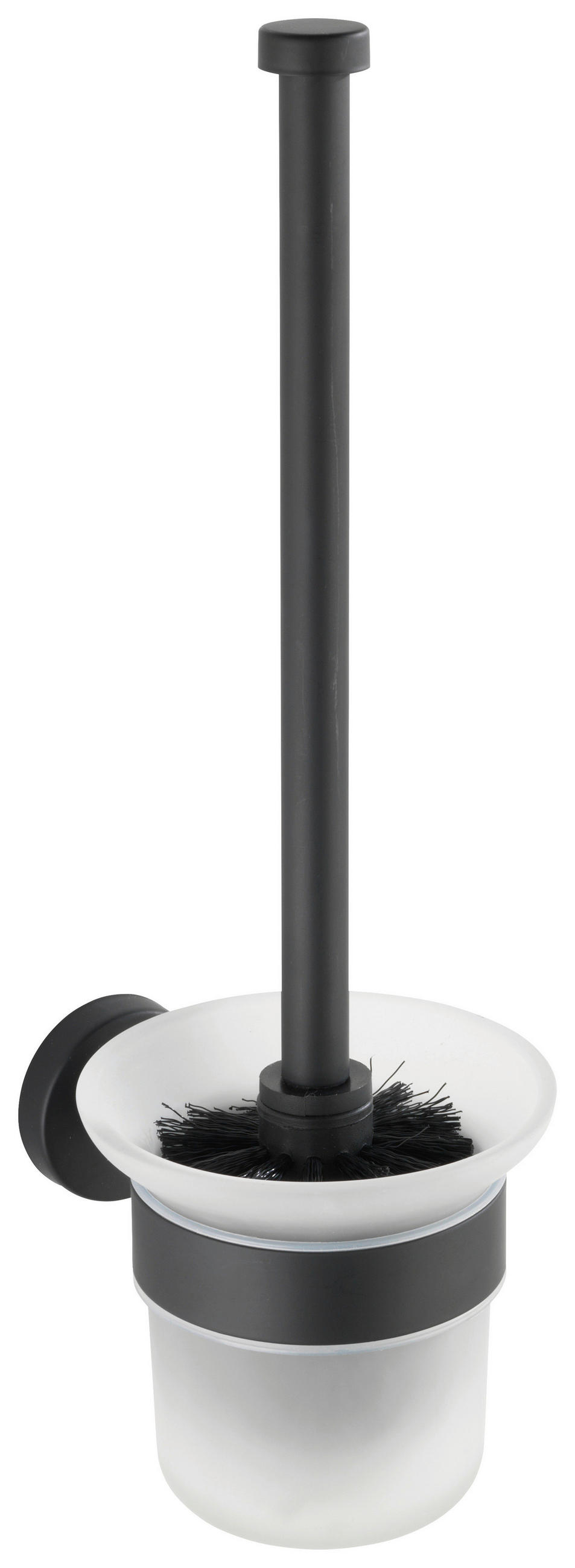 WC-BÜRSTENGARNITUR - Transparent/Schwarz, Basics, Glas/Metall (10/35/14cm) - Wenko