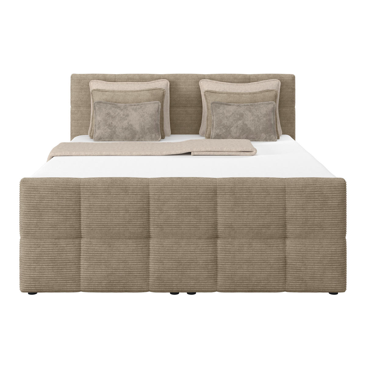 BOXSPRINGBETT 160/200 cm,  in Schlammfarben, gepolstertes Kopfteil, Bettkasten, Topper, Matratzen, H2 + H2 = mittel  - Schlammfarben, KONVENTIONELL, Holz/Holzwerkstoff (160/200cm)