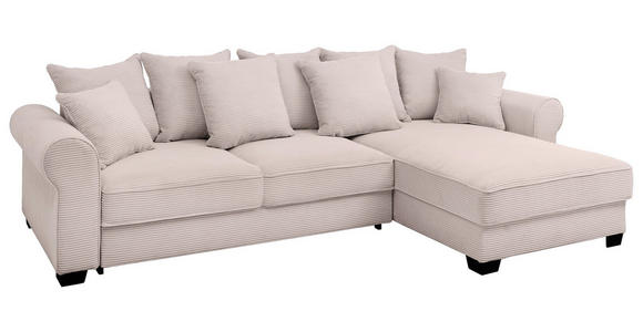 ECKSOFA Rosa Cord  - Schwarz/Rosa, KONVENTIONELL, Kunststoff/Textil (318/197cm) - Hom`in