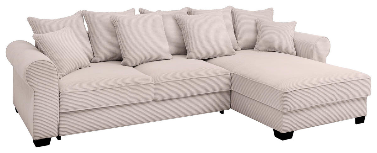 ECKSOFA in Cord Rosa  - Schwarz/Rosa, KONVENTIONELL, Kunststoff/Textil (318/197cm) - MID.YOU