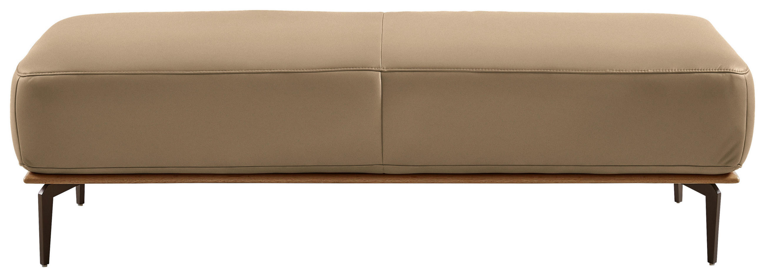 HOCKER in Holz, Leder Hellbraun  - Hellbraun/Bronzefarben, Design, Leder/Holz (151/44/61cm) - Valnatura