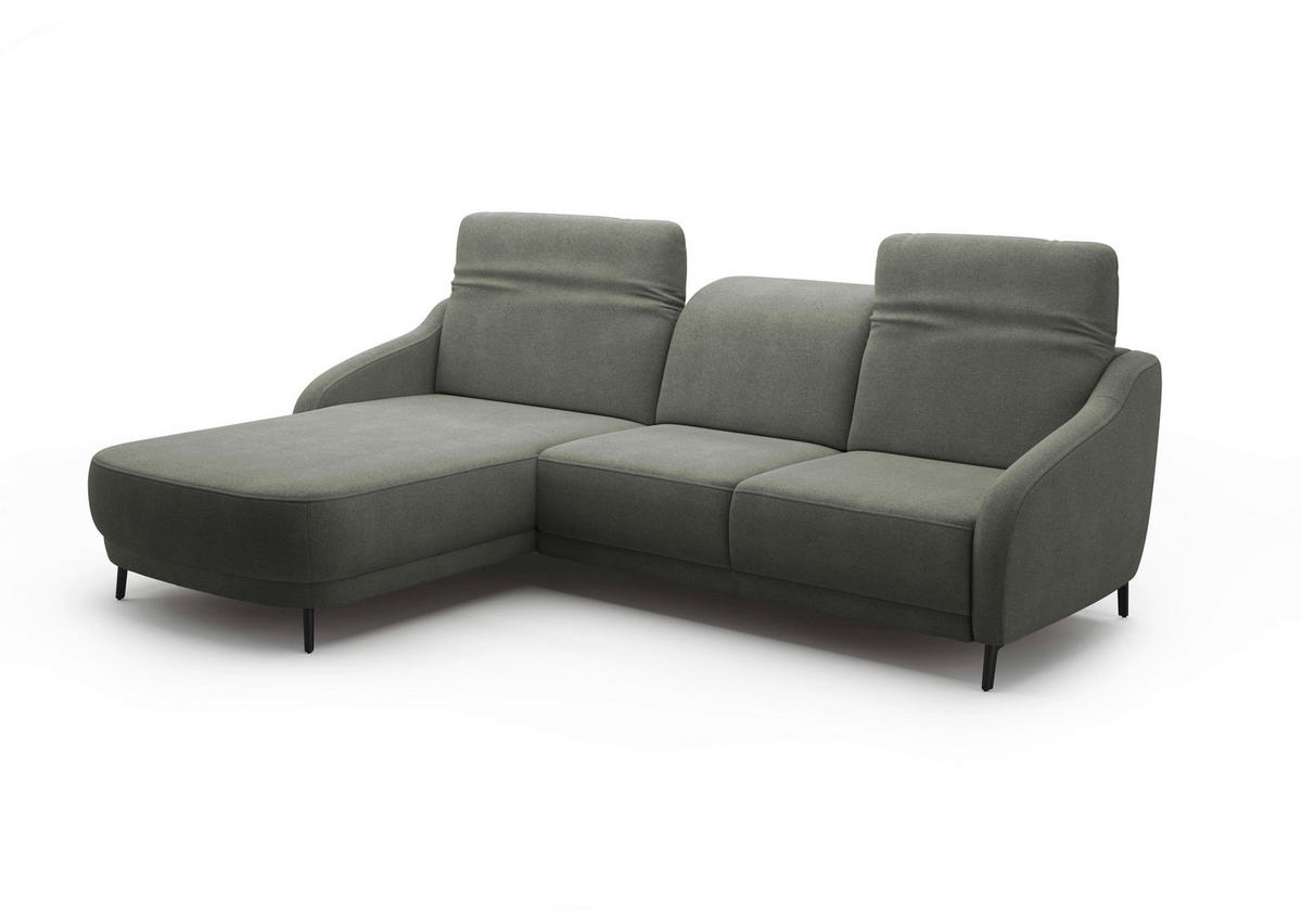 ECKSOFA BLUES V Schlammfarben Mikrofaser  - Schlammfarben/Schwarz, MODERN, Textil/Metall (191/271cm) - Sit & More