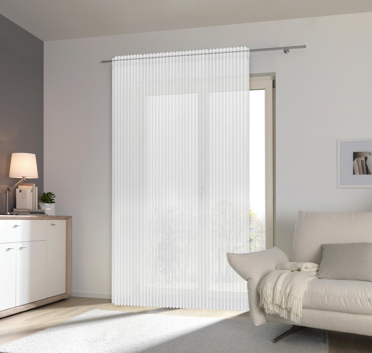 FERTIGSTORE  halbtransparent   450/245 cm  - Weiß, Basics, Textil (450/245cm) - Esposa