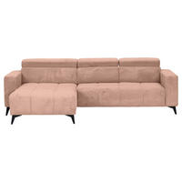 ECKSOFA Altrosa Cord Rücken echt, Kopfteilverstellung, Sitzvorzug  - Schwarz/Altrosa, KONVENTIONELL, Textil/Metall (170/257cm) - Carryhome