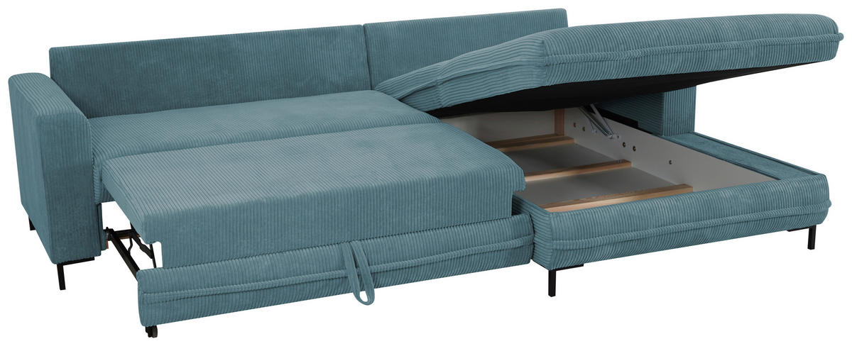 ECKSOFA Blau  - Blau/Hellgrau, Design, Textil/Metall (272/174cm) - MID.YOU