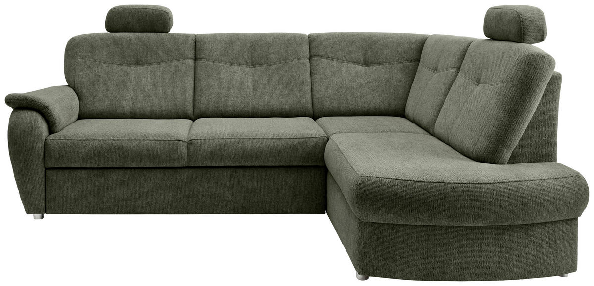 ECKSCHLAFSOFA in Chenille Dunkelgrün  - Chromfarben/Dunkelgrün, Modern, Kunststoff/Textil (264/180cm) - Livetastic
