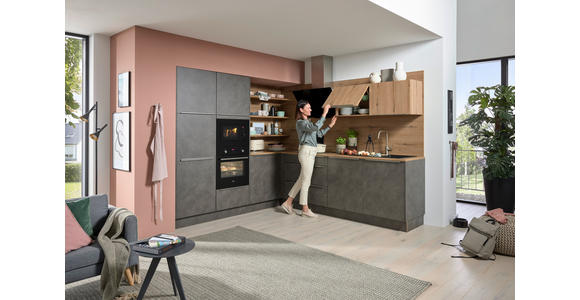 EINBAUKÜCHE - Eichefarben/Grau, MODERN, Holzwerkstoff - Dieter Knoll