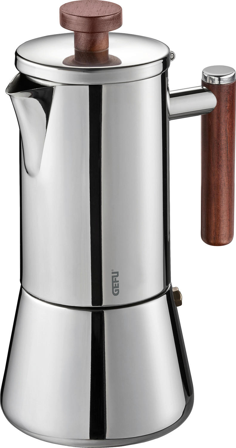 ESPRESSOKOCHER NANDO  - Edelstahlfarben/Braun, Basics, Holz/Metall (14,5/10/19cm) - Gefu