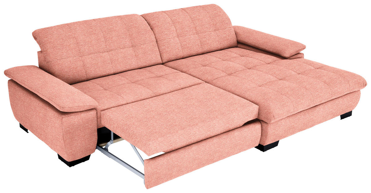 ECKSOFA in Webstoff Koralle  - Koralle/Schwarz, Design, Textil/Metall (265/180cm) - Carryhome