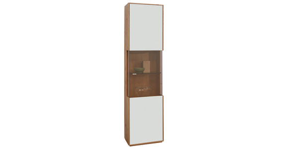 VITRINE in furniert, massiv Wildeiche Weiß, Wildeiche - Wildeiche/Silberfarben, Design, Glas/Holz (50/204/40cm) - Waldwelt