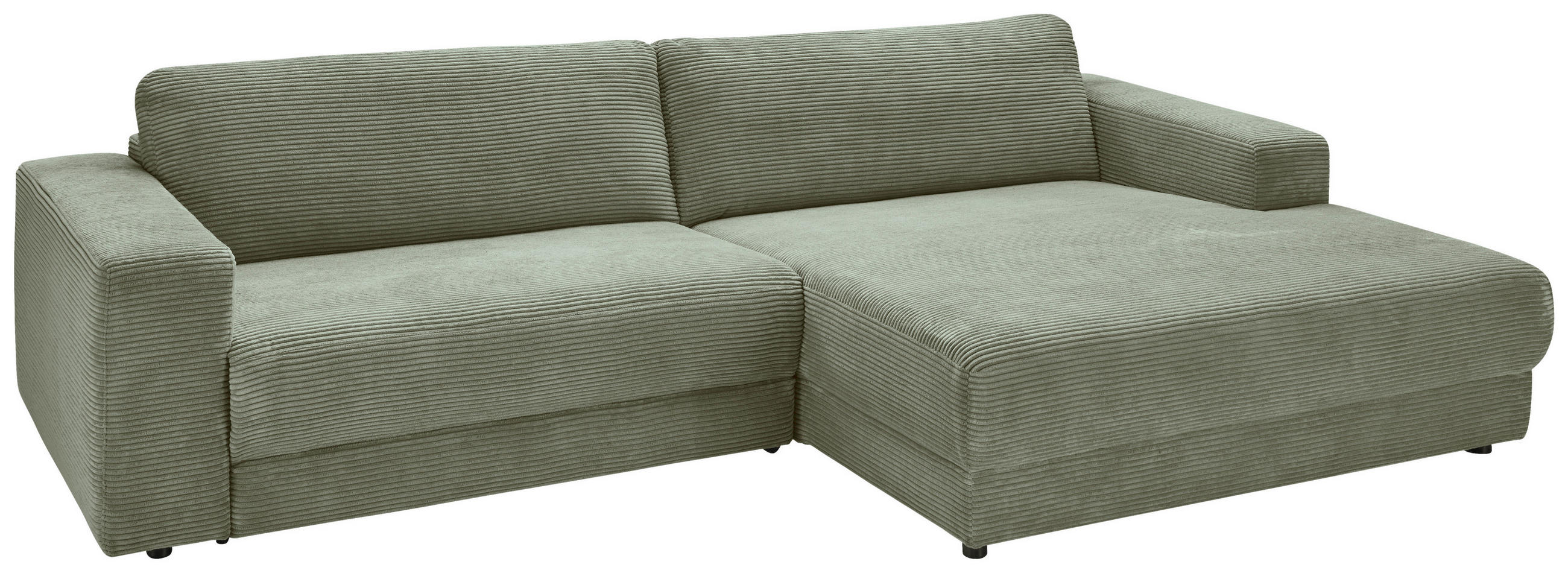 ECKSOFA in Cord Grün  - Schwarz/Grün, Design, Kunststoff/Textil (296/168cm) - Pure Home Lifestyle