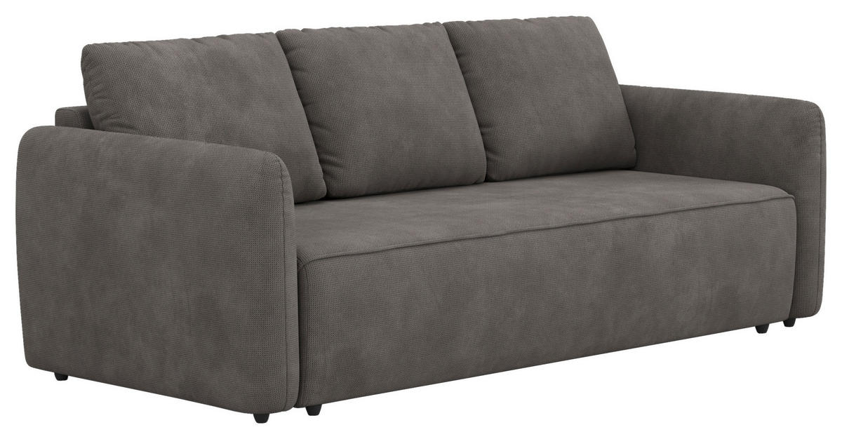 SCHLAFSOFA Chenille Grau  - Schwarz/Grau, Trend, Kunststoff/Textil (222/89/102cm) - MID.YOU