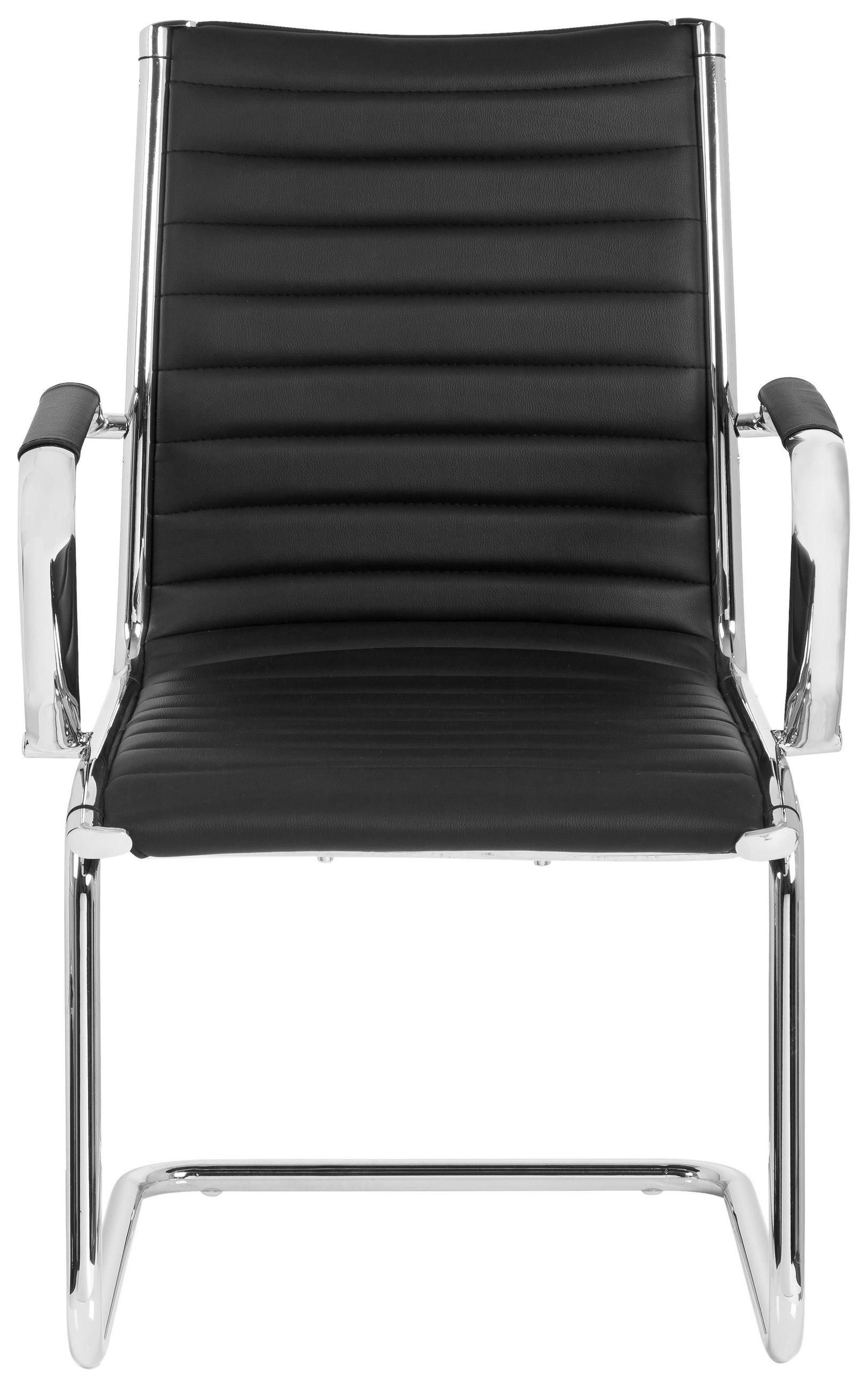 BESUCHERSTUHL Schwarz  - Silberfarben/Schwarz, Basics, Textil/Metall (54/90/50cm) - MID.YOU