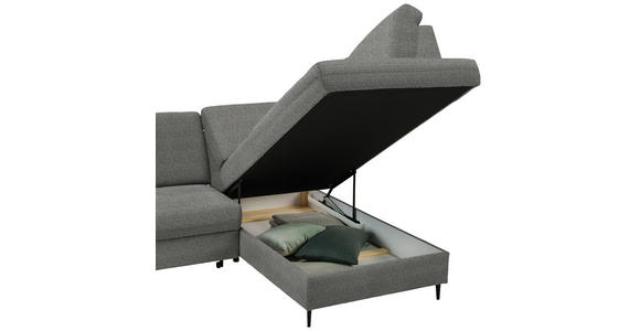 ECKSOFA Dunkelgrau Chenille - Dunkelgrau/Schwarz, MODERN, Holz/Textil (241/184cm) - Carryhome