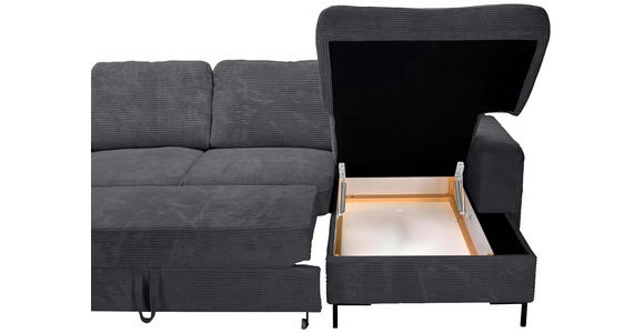 WOHNLANDSCHAFT Anthrazit Cord  - Anthrazit/Schwarz, KONVENTIONELL, Textil/Metall (197/303/148cm) - Carryhome