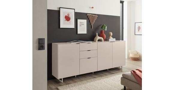 SIDEBOARD Schwarz, Kaschmir  220/89/38 cm  - Kaschmir/Schwarz, MODERN, Holzwerkstoff/Metall (220/89/38cm) - Carryhome