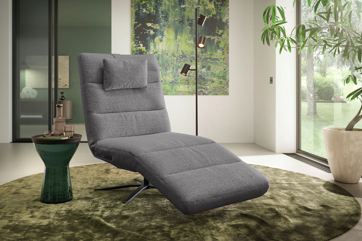 RELAXLIEGE inkl. Akku Flachgewebe Dunkelgrau  - Dunkelgrau/Schwarz, MODERN, Textil/Metall (82/53-115/156-206cm) - Pure Home Comfort