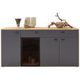 SIDEBOARD 181,9/89,5/45,2 cm  in Graphitfarben, Wildeiche  - Wildeiche/Graphitfarben, Natur, Glas/Holz (181,9/89,5/45,2cm) - Valnatura