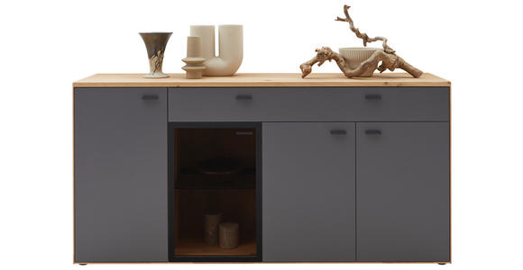 SIDEBOARD 181,9/89,5/45,2 cm  - Wildeiche/Graphitfarben, Natur, Glas/Holz (181,9/89,5/45,2cm) - Valnatura