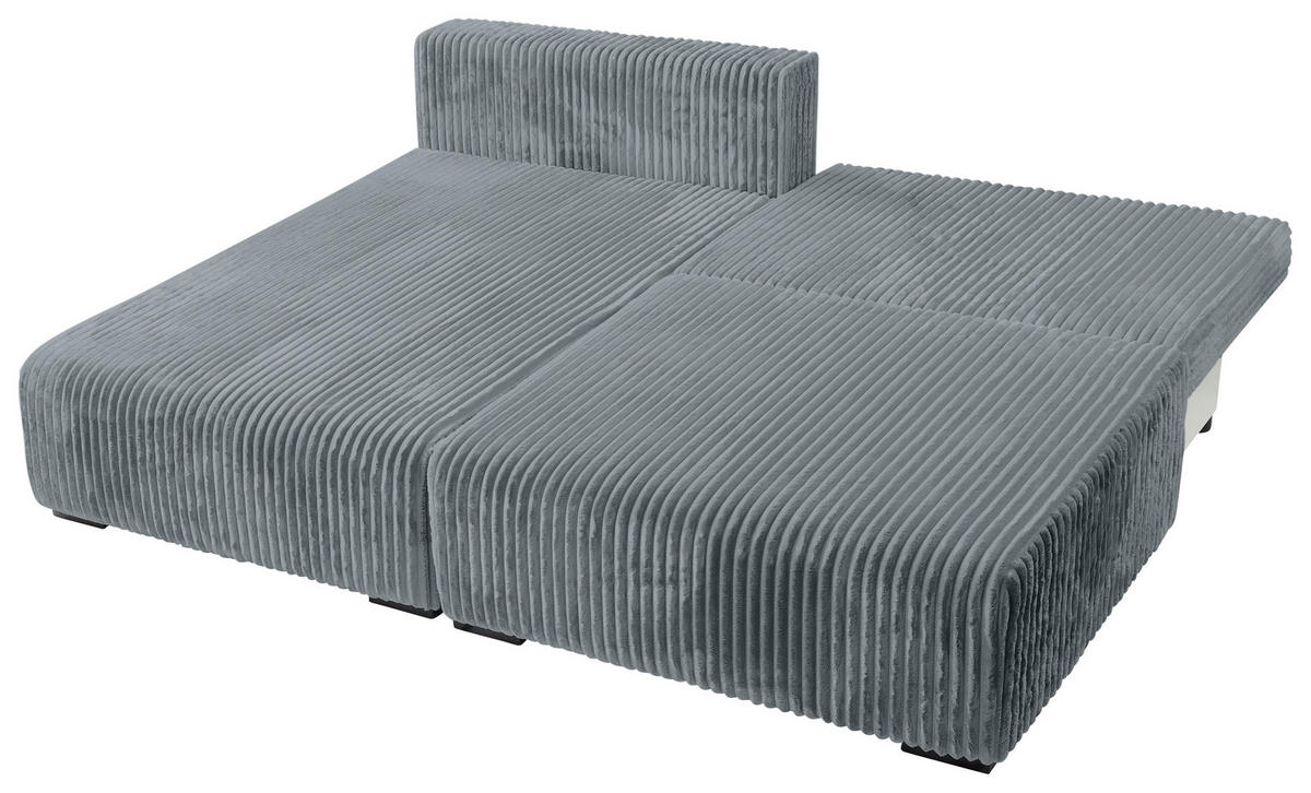 ECKSOFA in Cord Grau  - Schwarz/Grau, Modern, Holz/Textil (145/210cm) - MID.YOU