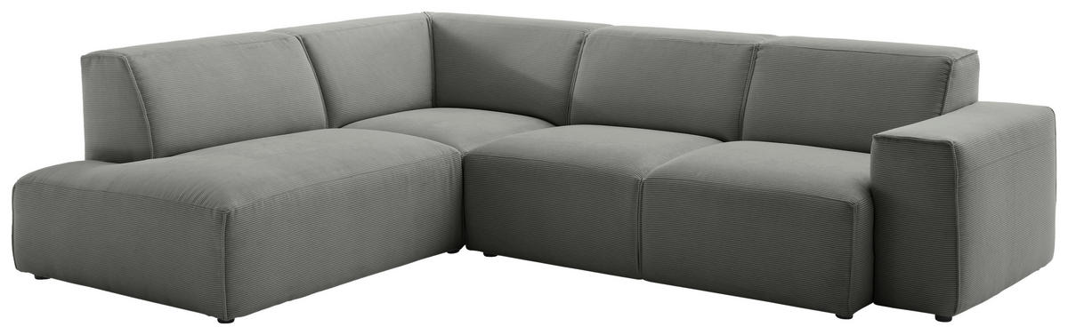 ECKSOFA in Cord Grau  - Schwarz/Grau, Design, Kunststoff/Textil (210/270cm) - Pure Home Lifestyle