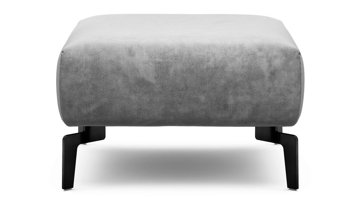 HOCKER Samt Hellgrau  - Hellgrau/Schwarz, Design, Textil/Metall (70/70/46cm) - SENSOO