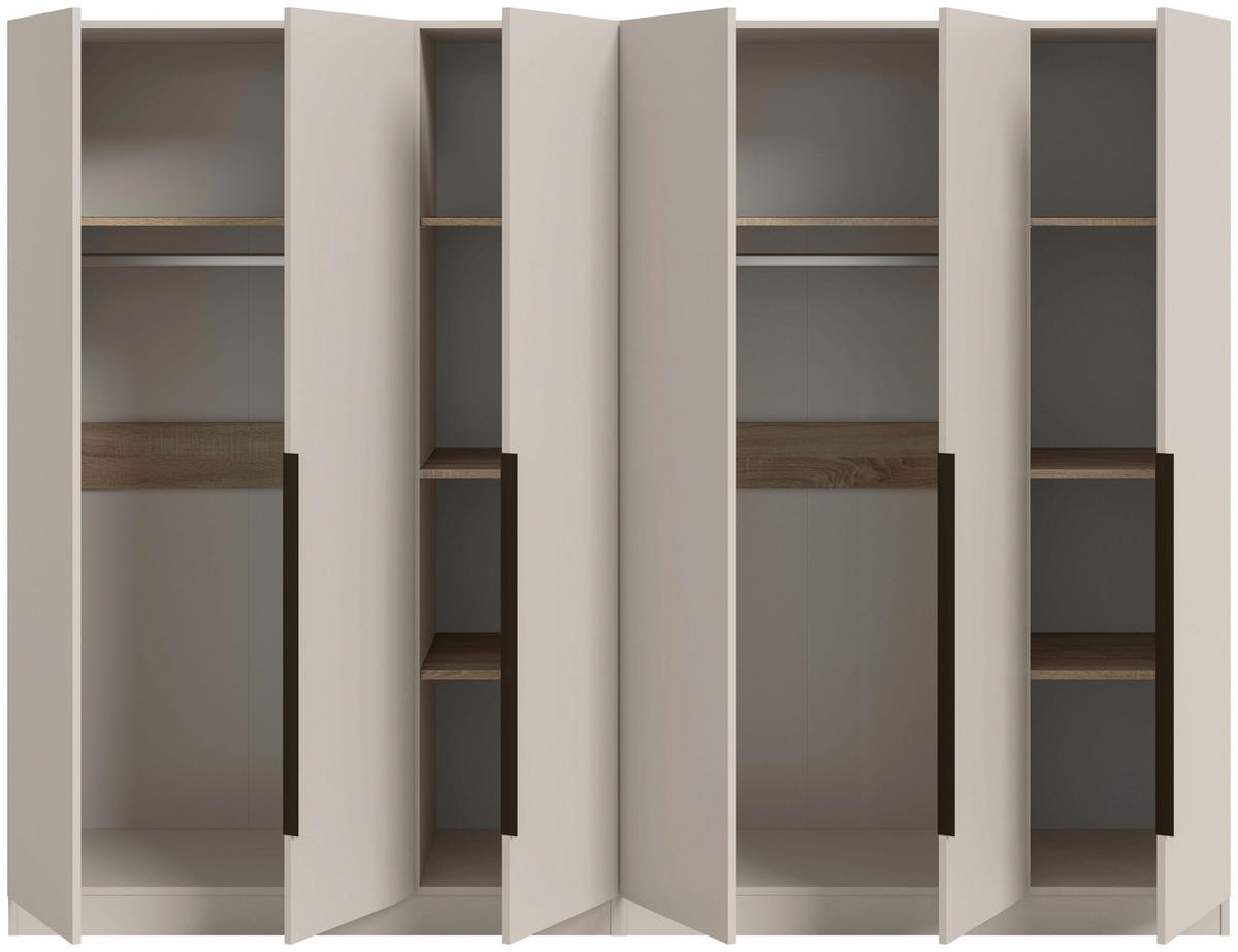 DREHTÜRENSCHRANK 240/181/52 cm,  in Kaschmir, 6-türig  - Kaschmir/Schwarz, MODERN, Holzwerkstoff/Kunststoff (240/181/52cm) - Livetastic