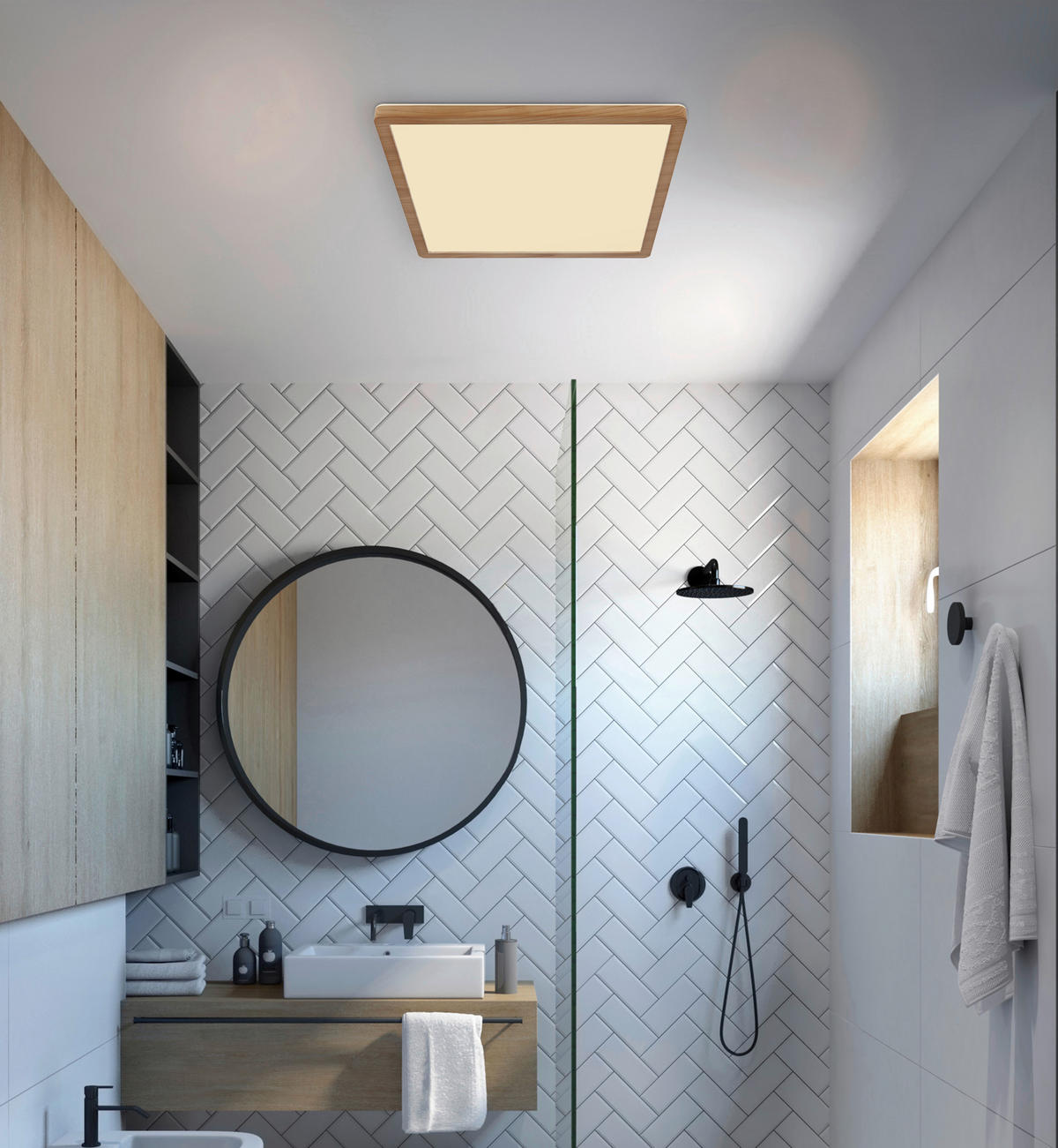 LED-DECKENLEUCHTE 18 W    29,4/29,4/25 cm  - Weiss/Opal, Natur, Kunststoff (29,4/29,4/25cm) - Globo